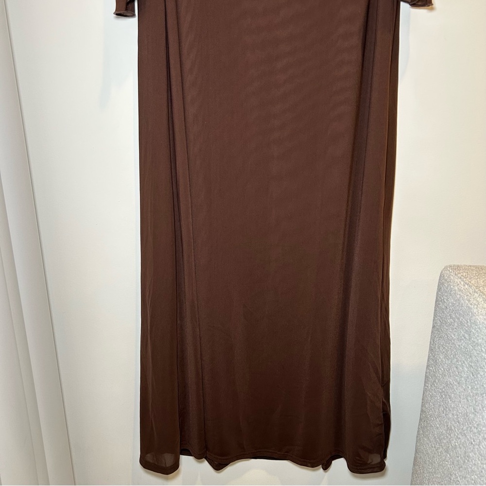 NWT Mekhi Josie Off Shoulder Mesh Maxi Dress in Dark Brown Size XXL - Picture 7 of 13